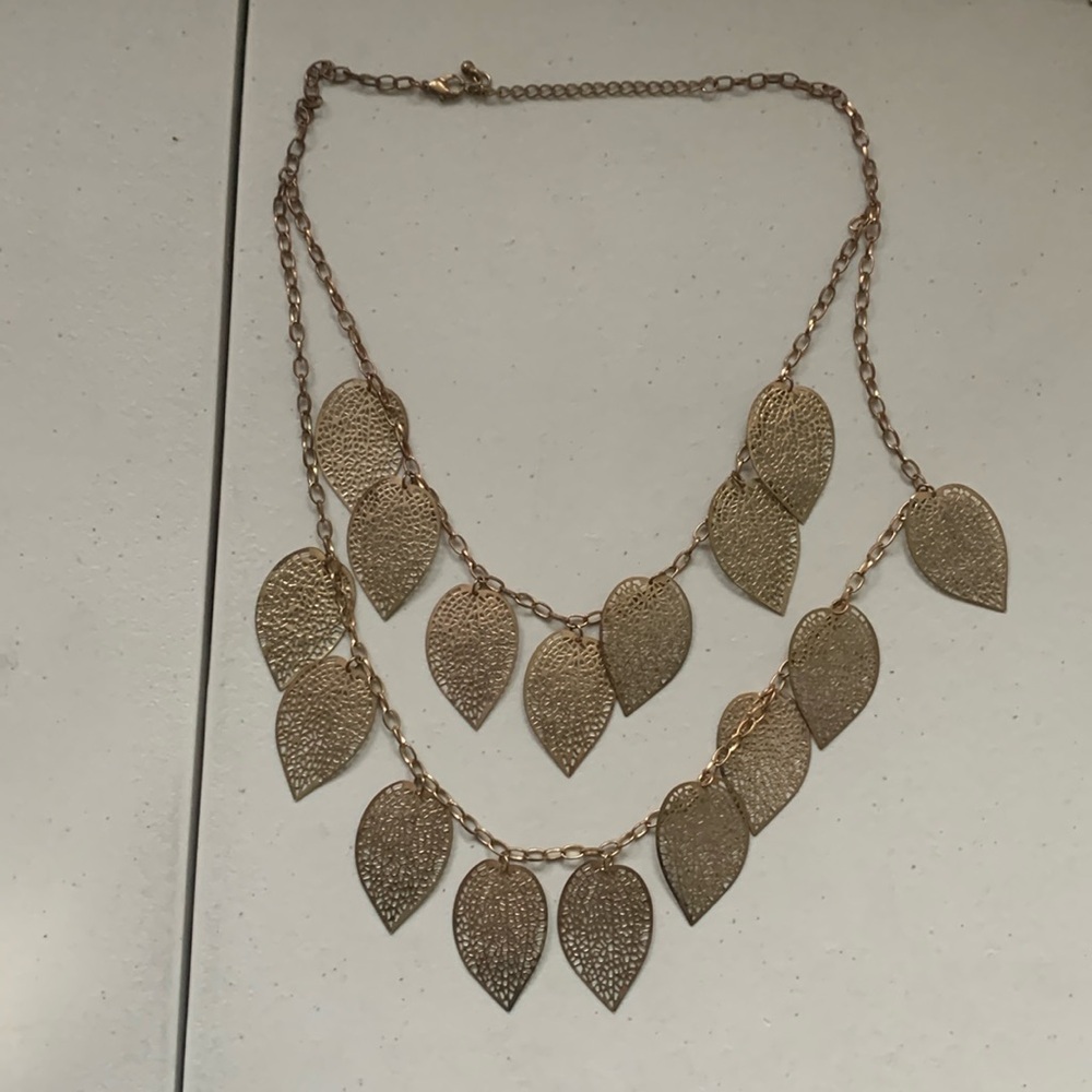 Elegant Gold Plated Leaf Necklace